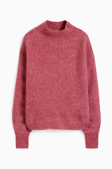 Damen - Pullover mit Stehkragen - bordeaux