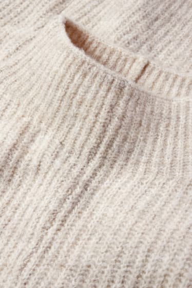 Damen - Pullover mit Stehkragen - hellbeige