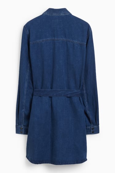 Women - Denim shirt dress - denim-dark blue