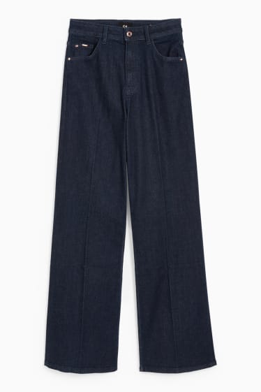 Dámské - Wide leg jeans - high waist - džíny - tmavomodré