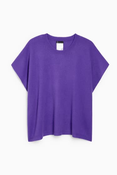 Femmes - Poncho de maille avec teneur en cachemire - laine mélangée - violet