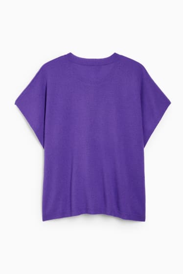 Femmes - Poncho de maille avec teneur en cachemire - laine mélangée - violet