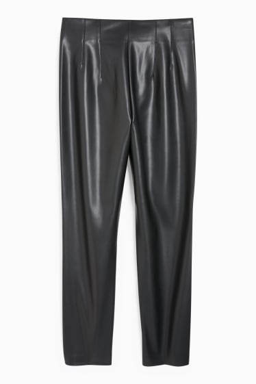 Donna - Pantaloni - tapered fit - similpelle - nero