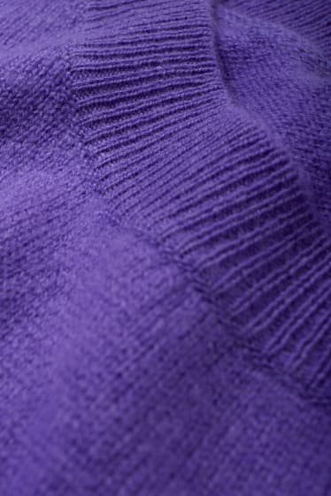 Femmes - Poncho de maille avec teneur en cachemire - laine mélangée - violet