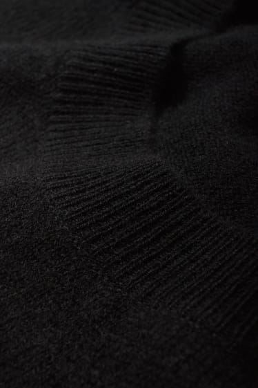 Femmes - Poncho de maille avec teneur en cachemire - laine mélangée - noir