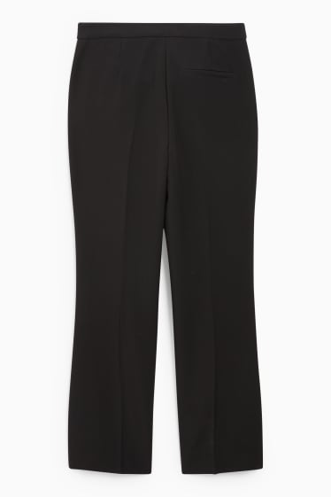 Dámské - Plátěné kalhoty - high waist - flared - černá