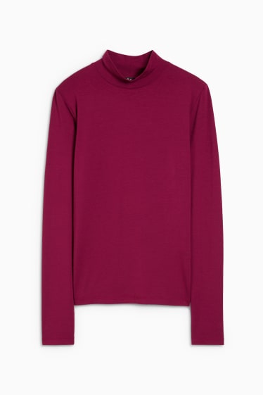 Damen - Rollkragenshirt - bordeaux