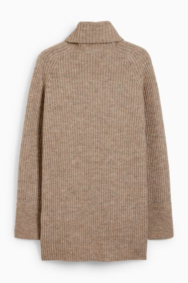 Damen - Rollkragenpullover - beige-melange