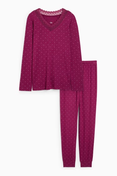 Damen - Viskose-Pyjama - gemustert - violett