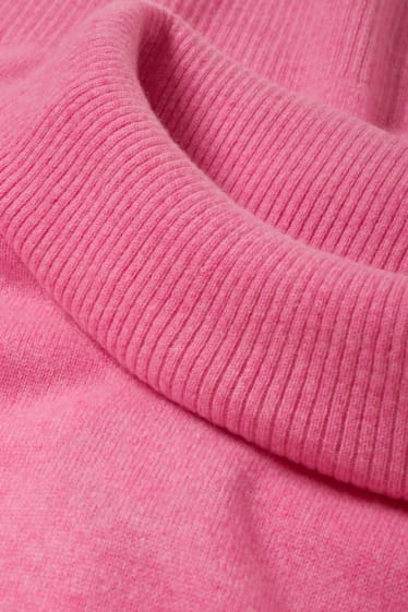 Dámské - Kašmírový svetr s rolákem - růžová