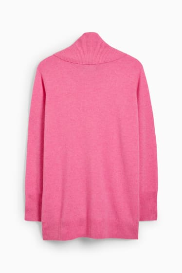 Dámské - Kašmírový svetr s rolákem - růžová