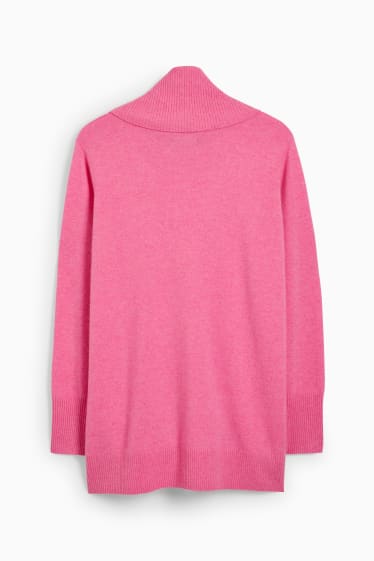 Women - Cashmere polo neck jumper - pink