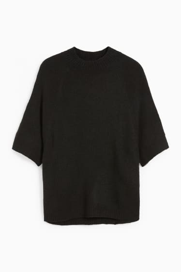 Femmes - Pullover en maille - manches courtes - noir