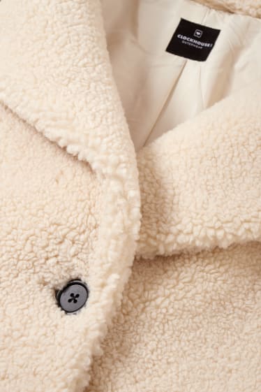 Dames - CLOCKHOUSE - mantel van teddybont - crème wit