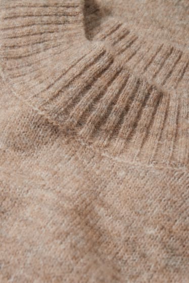 Damen - Strickpullover - kurzarm - beige-melange