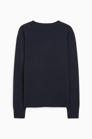 Women - Basic jumper - wool blend with cashmere - dark blue
