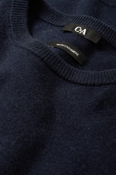 Women - Basic jumper - wool blend with cashmere - dark blue