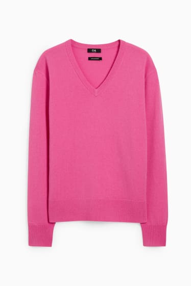 Damen - Basic-Pullover mit Kaschmir-Anteil - Woll-Mix - pink