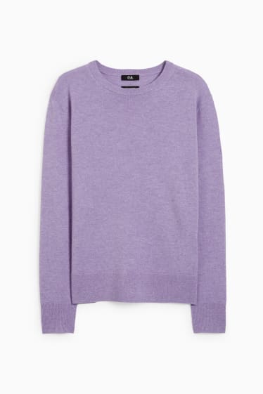 Femmes - Pullover basique - mélange de laine contenant du cachemire - violet clair
