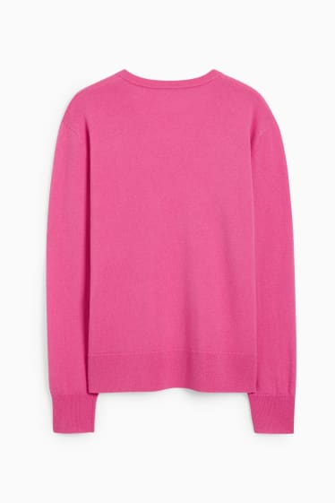 Damen - Basic-Pullover mit Kaschmir-Anteil - Woll-Mix - pink