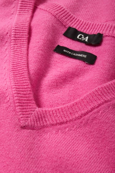 Damen - Basic-Pullover mit Kaschmir-Anteil - Woll-Mix - pink