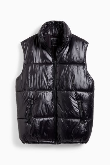 Women - Long quilted gilet - black