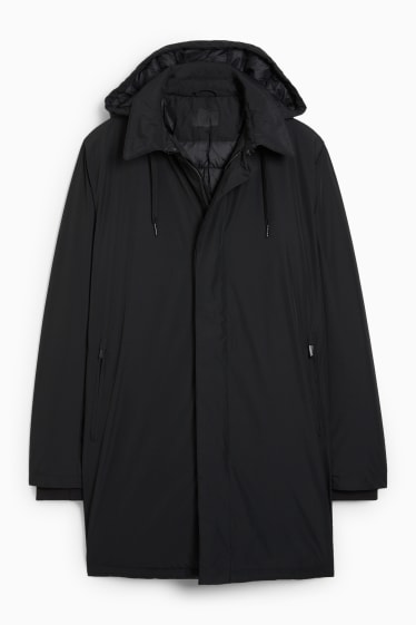 Hommes - Manteau de pluie à capuche - noir