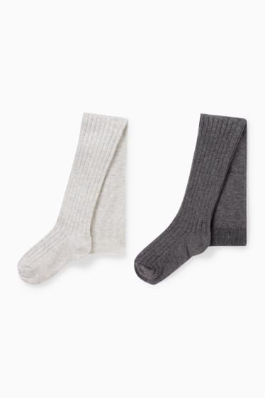 Bébés - Lot de 2 paires - collants pour bébé - gris clair chiné