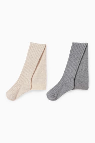 Unisexe - Lot de 2 paires - collants pour bébé - beige