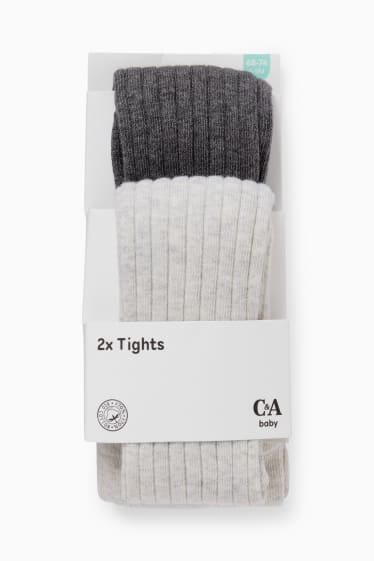 Unisex - Multipack 2 ks - punčochové kalhoty pro miminka - světle šedá-žíhaná