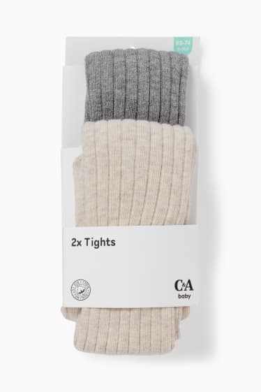 Unisexe - Lot de 2 paires - collants pour bébé - beige