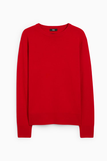 Mujer - Jersey básico - mezcla de lana con cachemir - rojo