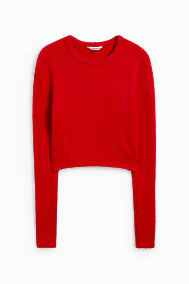 Adolescenți și tineri - CLOCKHOUSE - pulover crop - roșu