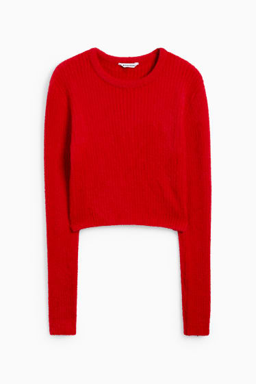 Damen - Crop Pullover - rot