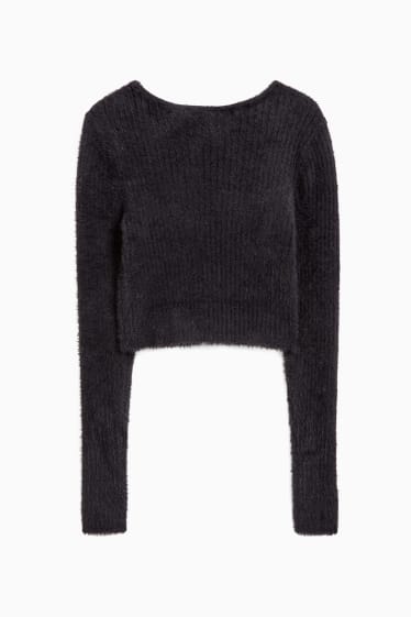 Adolescenți și tineri - CLOCKHOUSE - pulover crop - negru