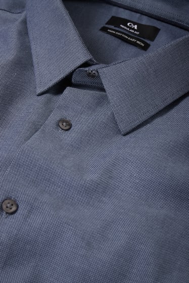 Uomo - Camicia - regular fit - colletto all'italiana - facile da stirare - blu scuro