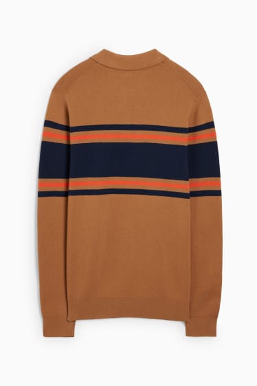 Men - Fine knit jumper - brown