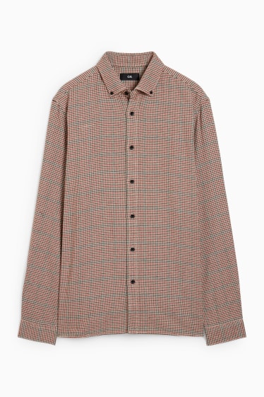 Heren - Flanellen overhemd - regular fit - button down - geruit - gekleurd