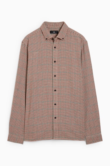 Pánské - Flanelová košile - regular fit - button-down - kostkovaná - barevná