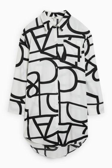 Damen - Nachthemd - gemustert - schwarz / weiss