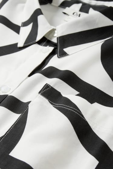 Damen - Nachthemd - gemustert - schwarz / weiß