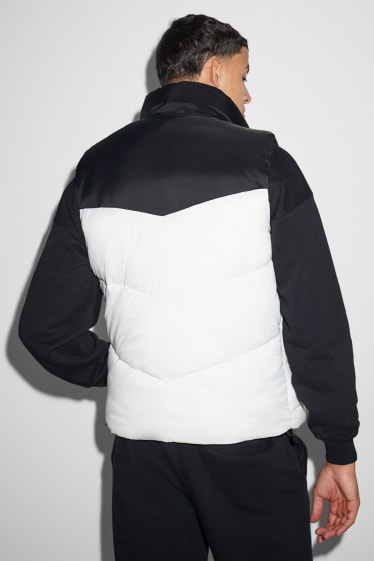 Heren - Gewatteerde bodywarmer - wit / zwart