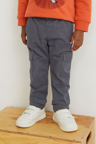 Enfants - Pantalon cargo doublé - gris foncé