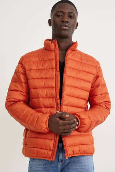 Pánské - Prošívaná bunda - oranžová