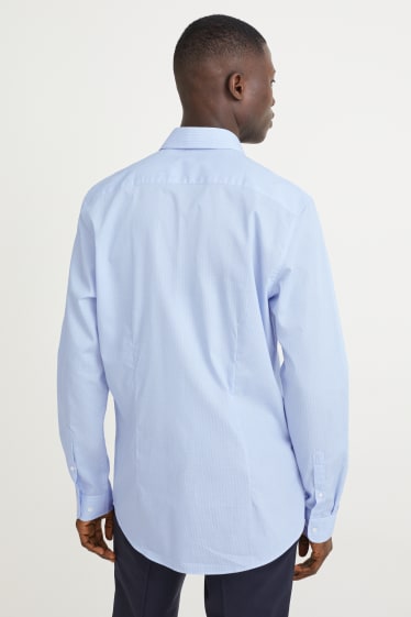 Mężczyźni - Koszula biznesowa - Slim Fit - kołnierzyk włoski - dobrze się prasuje - w paski - niebieski / biały