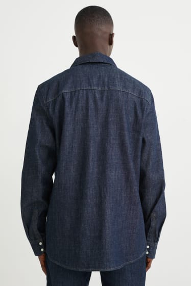Men - Denim shirt - regular fit - Kent collar - denim-dark blue
