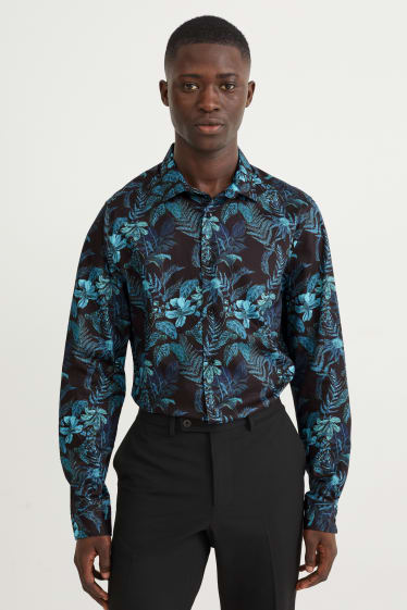 Home - Camisa formal - slim fit - cutaway - fàcil de planxar - blau fosc