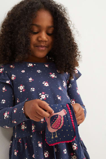 Kinderen: meisjes - Set - 2 jurken, legging en tasje - 4-delig - donkerblauw