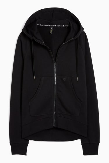 Damen - Sport-Sweatjacke mit Kapuze - schwarz
