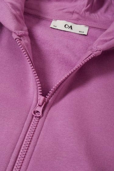 Enfants - Sweat zippé en finition molleton avec capuche - rose foncé